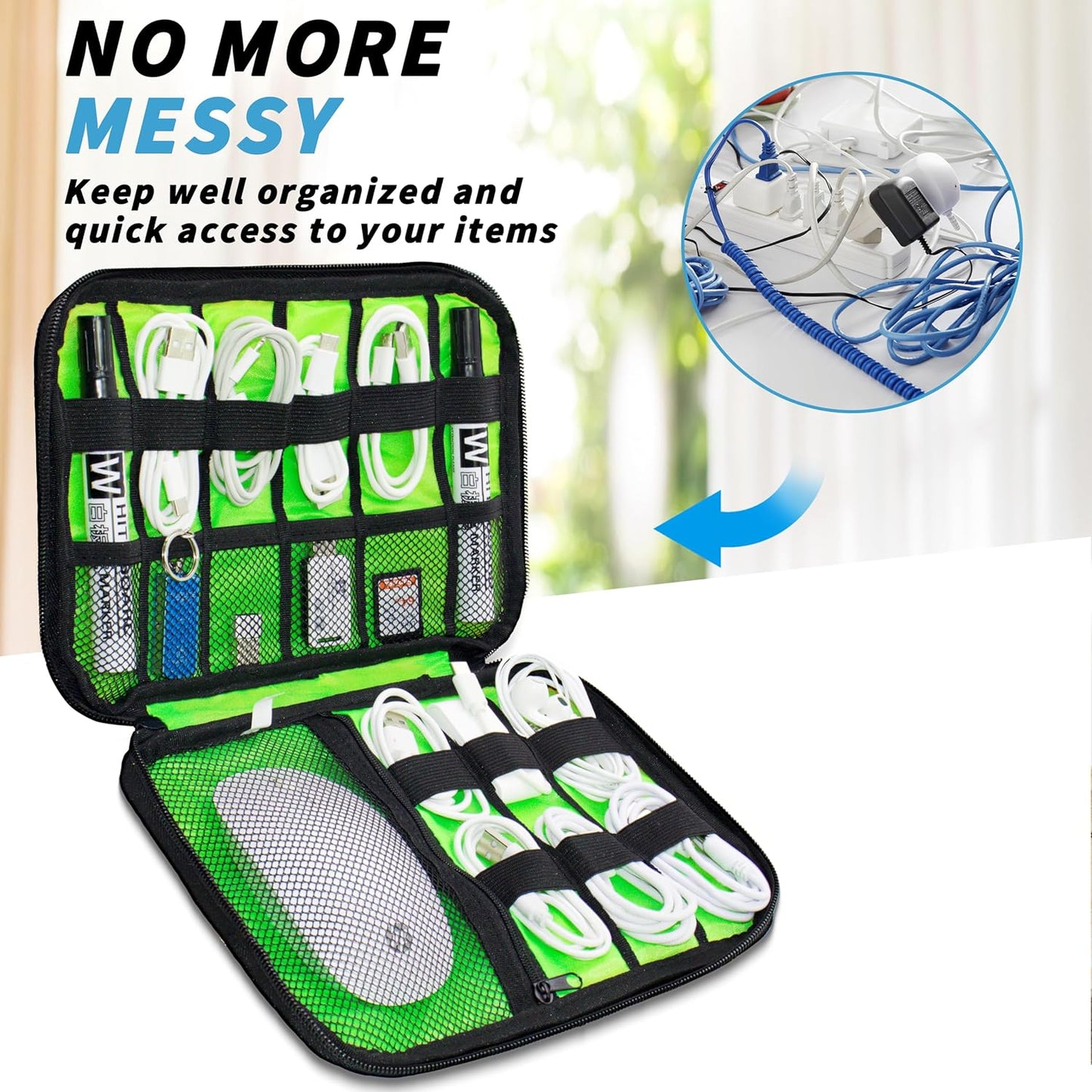 Electronics Organizer, Portable Cable Organizer Bags, Travel Electronic Accessories Storage Case for Cables, Cords, Charger, Phone (Purple)