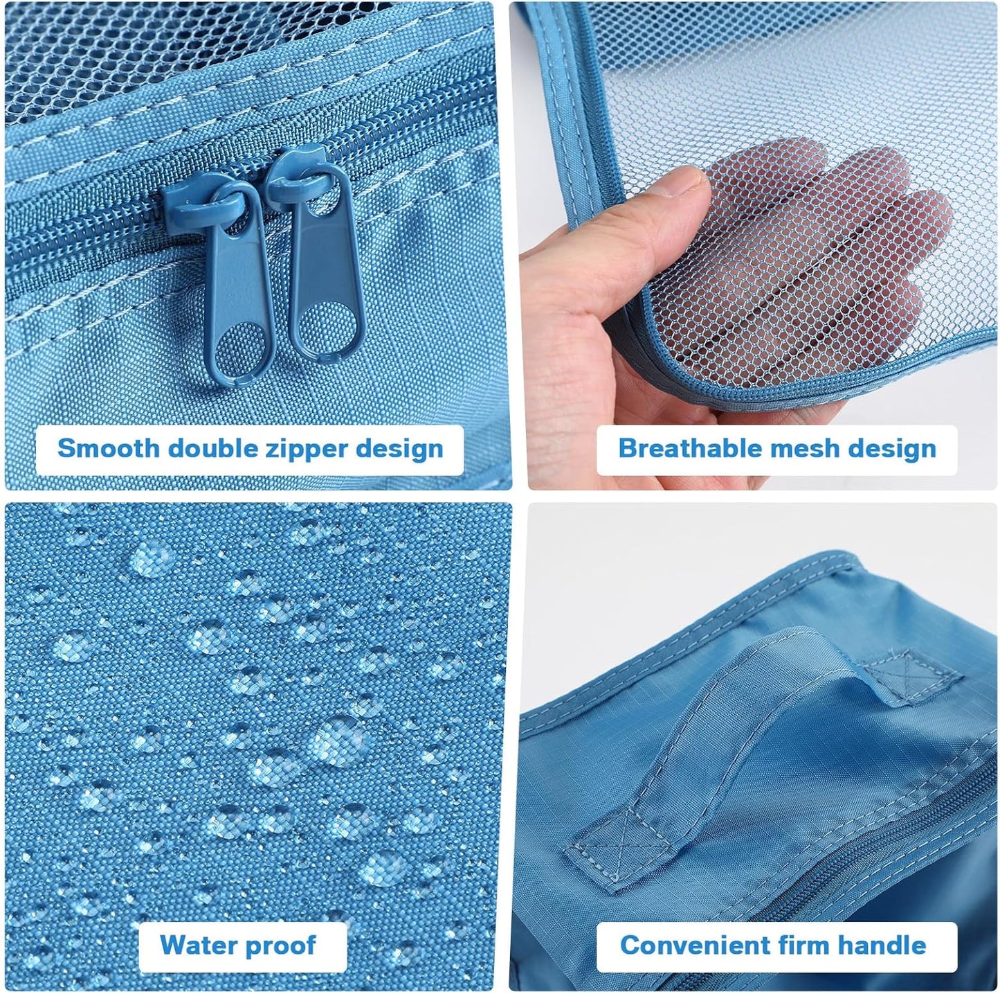 Reginary 6 Set Travel Packing Cubes Luggage Organizer Set Lightweight Suitcase with Shoe Bag for Clothes Toiletries