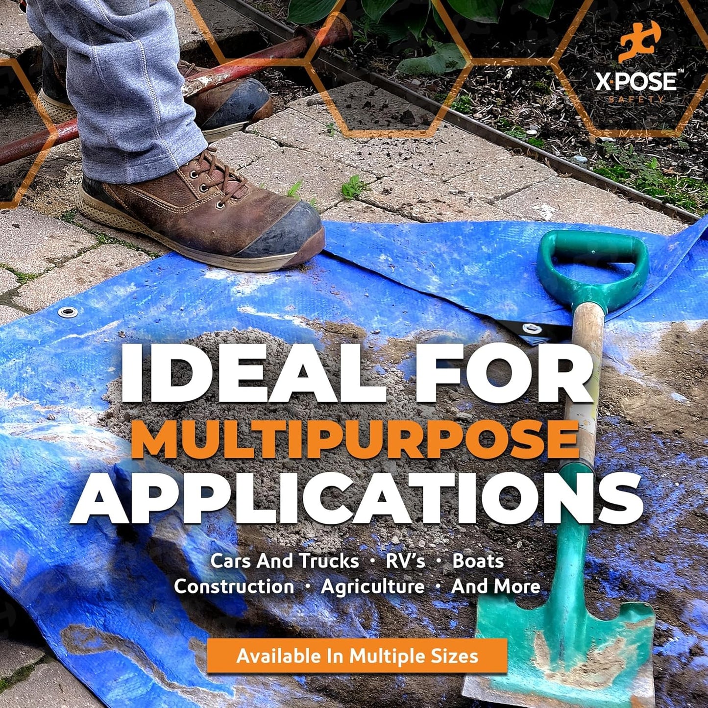 Better Blue Poly Tarp 20' x 35' - Multipurpose Protective Cover - Lightweight, Durable, Waterproof, Weather Proof - 5 Mil Thick Polyethylene - by Xpose Safety