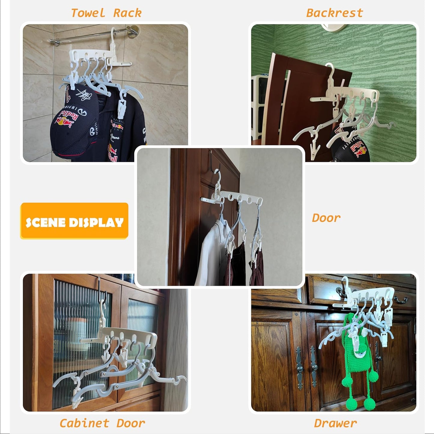 Over The Door Hooks Hanger,Foldable Portable Folding Hangers,Hanging Rack,Clips,Essentials for Cruise,Vacation,Camping,RV,Road Trip,Hotel,Business Travel, Student Apartment (Pink Box)