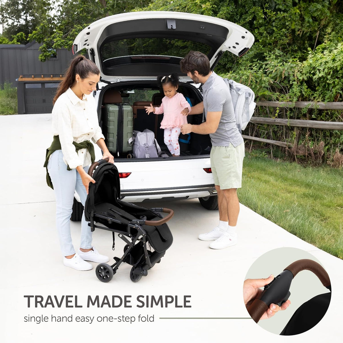 Lightweight Travel Stroller for Baby & Toddlers - Easy Fold & Compact Stroller for Airplane with Canopy, Storage Basket, Multi-Position Recline & Convenient One-Hand Fold, Travel Bag Included (Black)