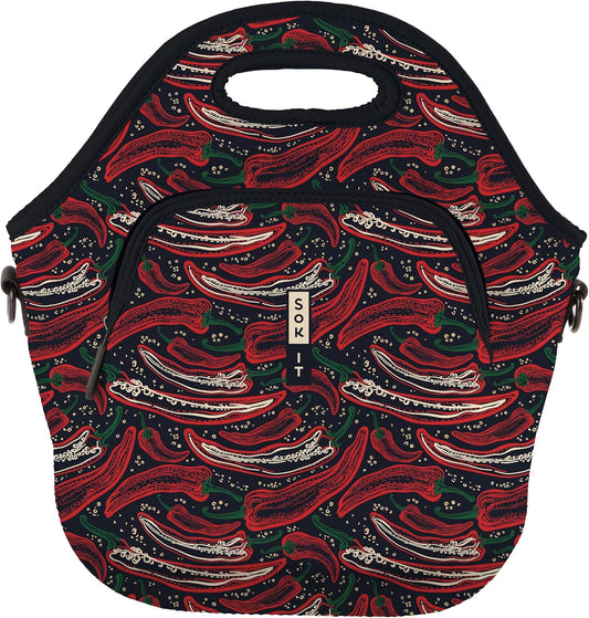 Sok It LunchTote Zippered Bag Insulated Neoprene Caddy (Hot Stuff, X-Large 6.5 Quart Lunch Tote)