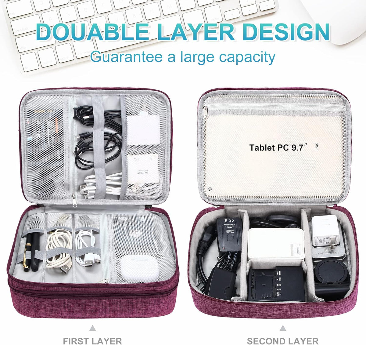 CILLA Electronics Organizer Travel, Travel Cord Organizer Case, Compact Electronics Accessories Bag for Cable, Cord, Charger, Phone