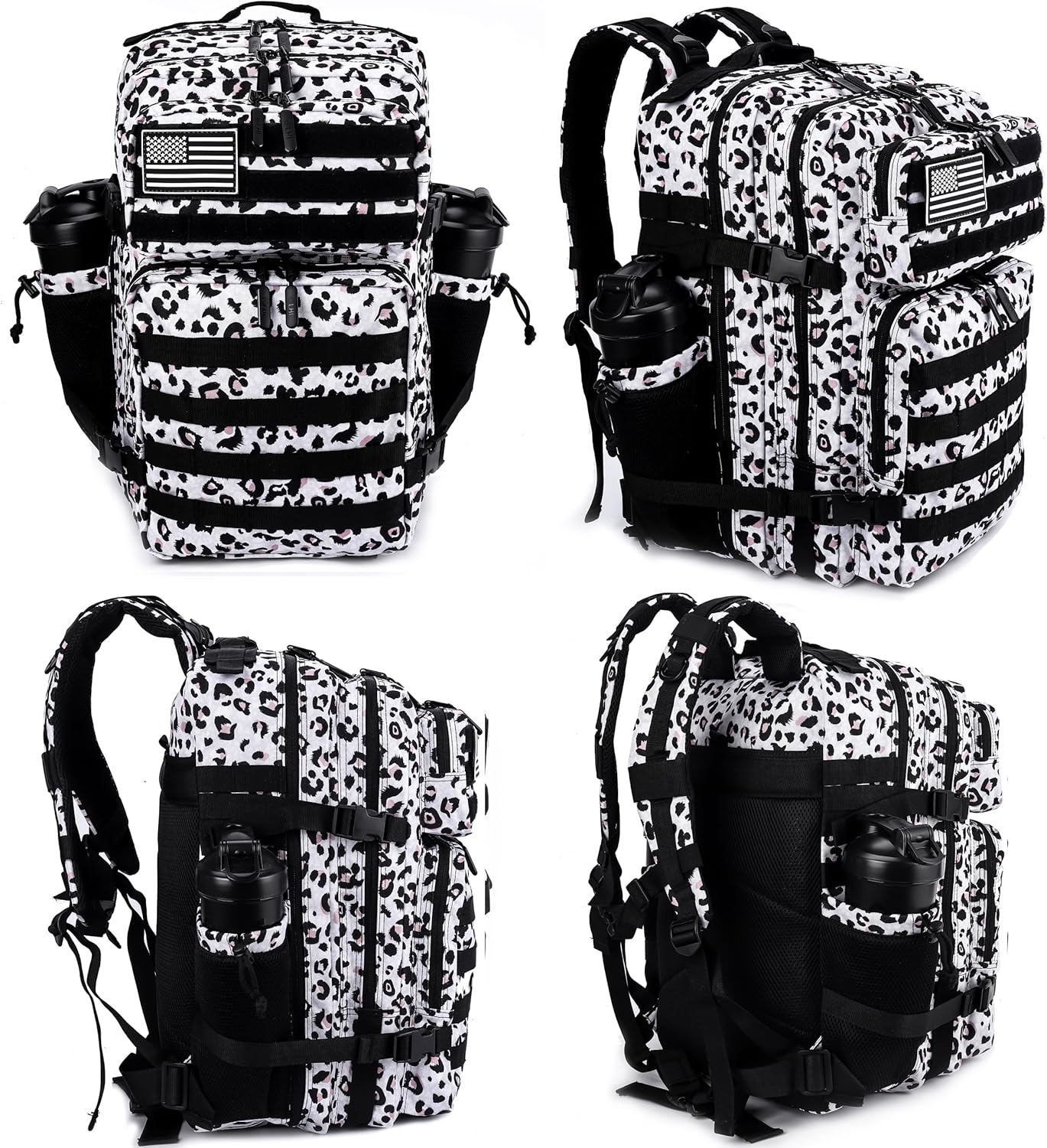 LHI Military Tactical Backpack for Men and Women 45L Army 3 Days Assault Pack Bag Large Rucksack with Molle System - Leopard