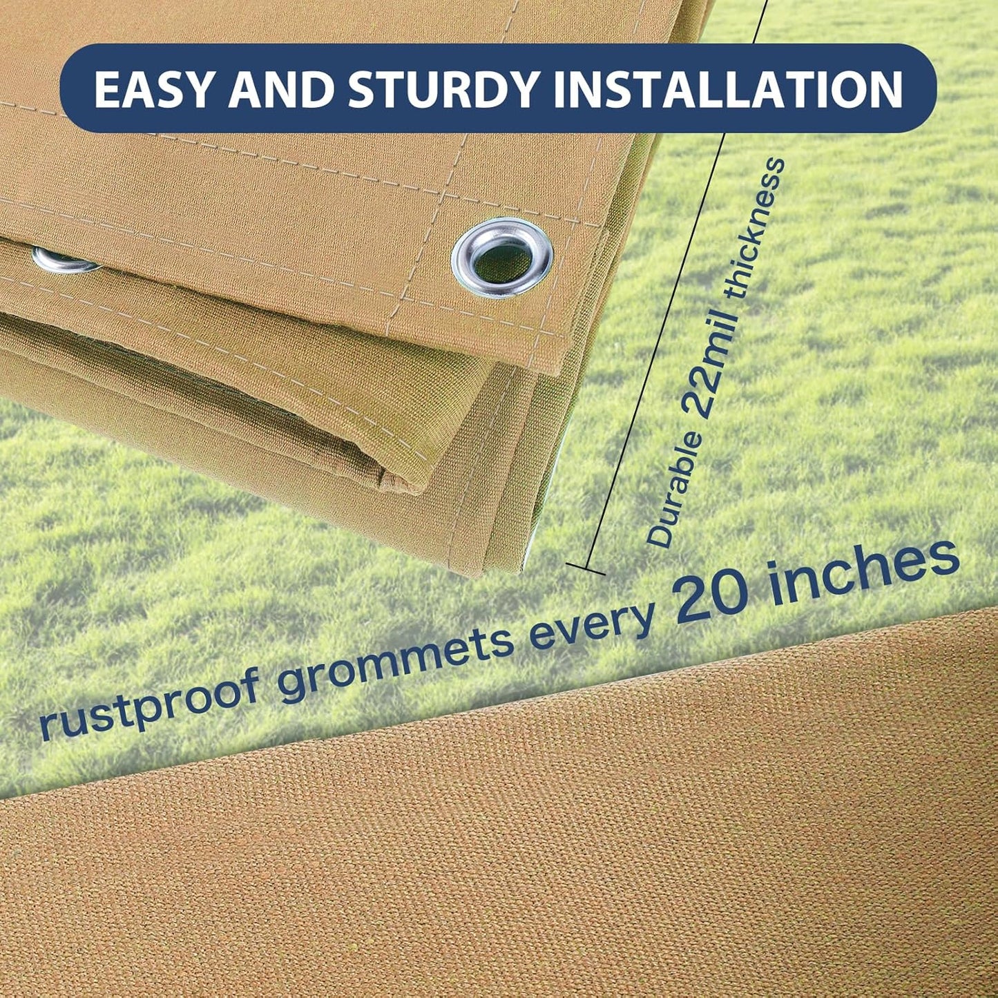 6’x8’ Canvas Tarps Heavy Duty Waterproof Tarpaulins with Aluminum Grommets,UV Resistant, 22Mil Multipurpose Drop Cloth, 14oz Cover Sheet for Outdoor and Indoor Use with Ropes Yellow