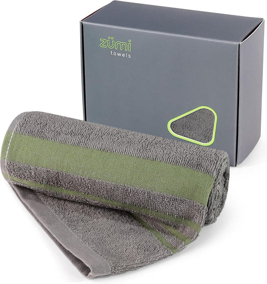 Zumi MINI 100% Cotton Camping Travel Towel - Small, Ultralight, Fast Drying, Highly Absorbent, Soft and Gentle on The Skin, Safe for The Planet (28"x13" Gray)