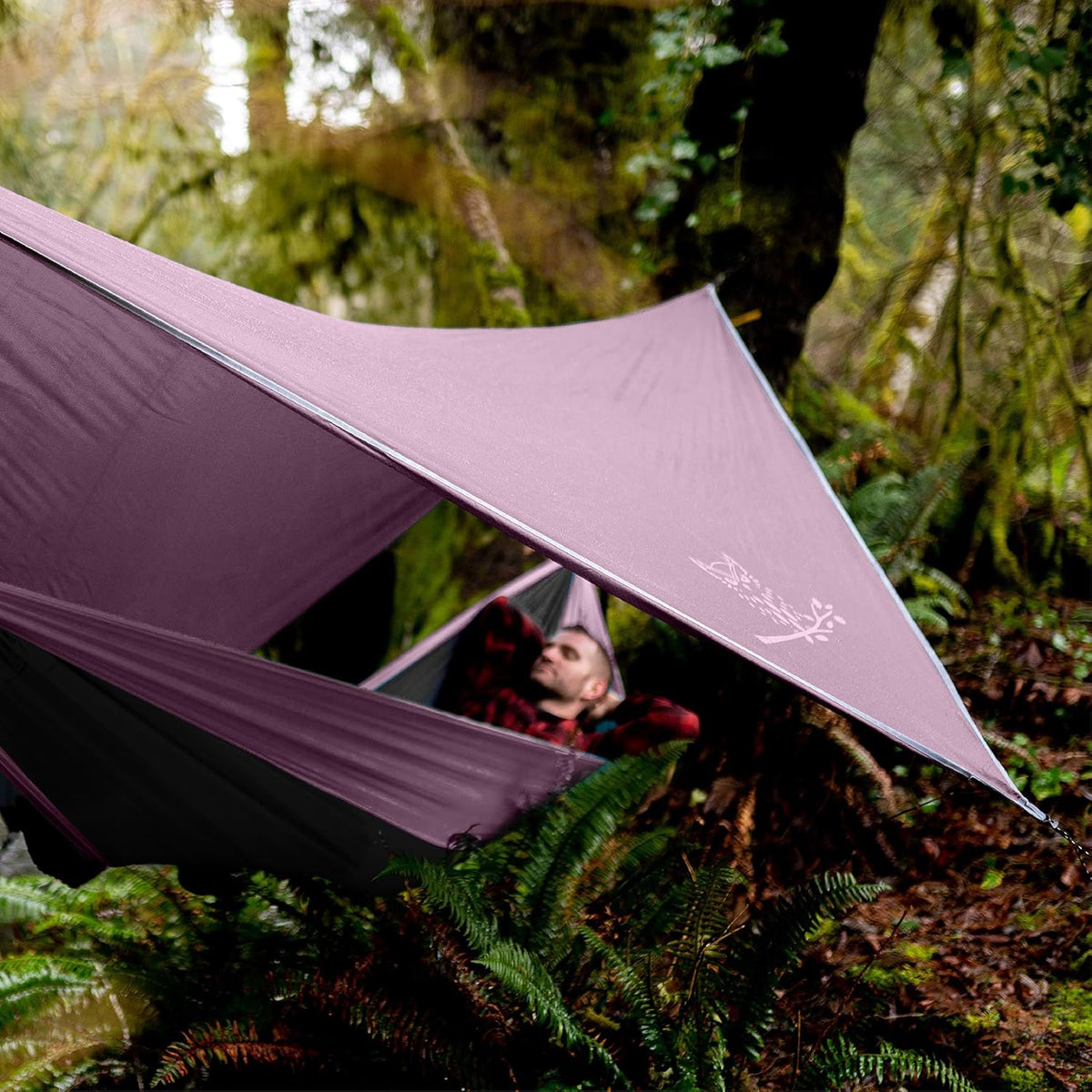Wise Owl Outfitters Hammock Rain Fly – Waterproof Camping Tarp Cover with Tent Stakes & Carry Bag, Ultralight Shelter for Backpacking & Outdoor Shade