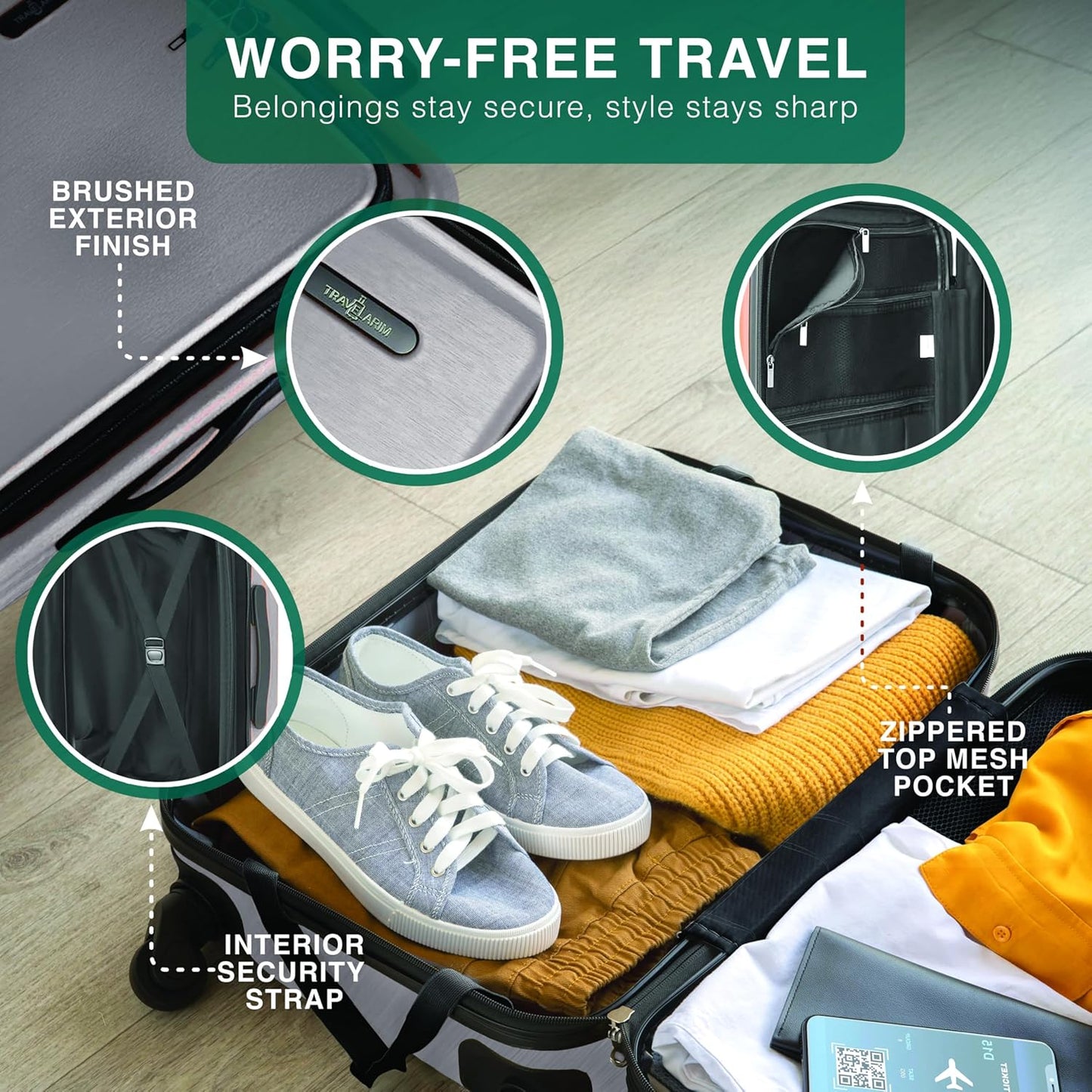 Luggage Sets 3 Piece, 22 Inch Carry on Luggage and 24 Inch Suitcases with Wheels Spinner, Durable Hard Shell Suitcase Set, Expandable Travel Suitcase, Grey