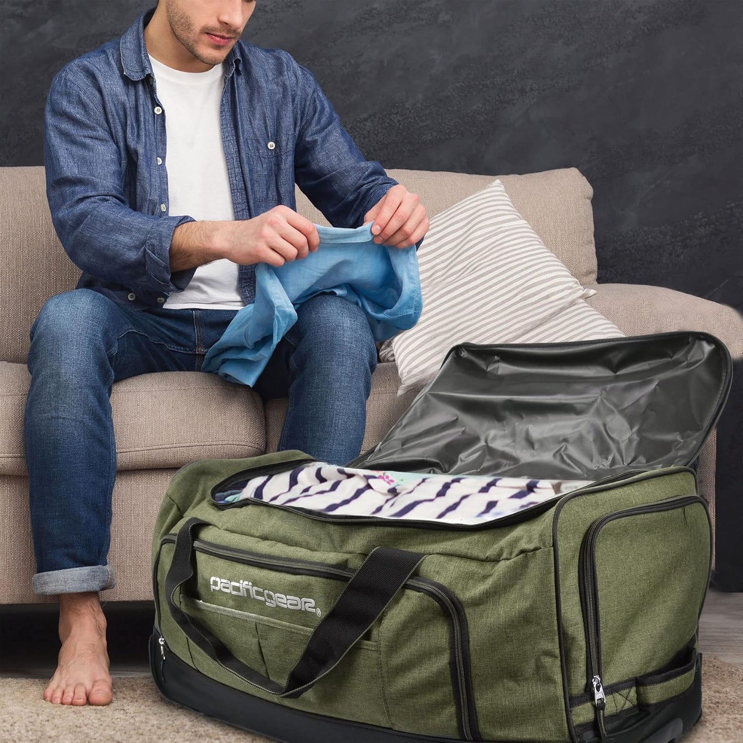 Pacific Gear Rolling Duffel Wheels, 30-inch Luggage, Hockey Bag, Heavy Duty