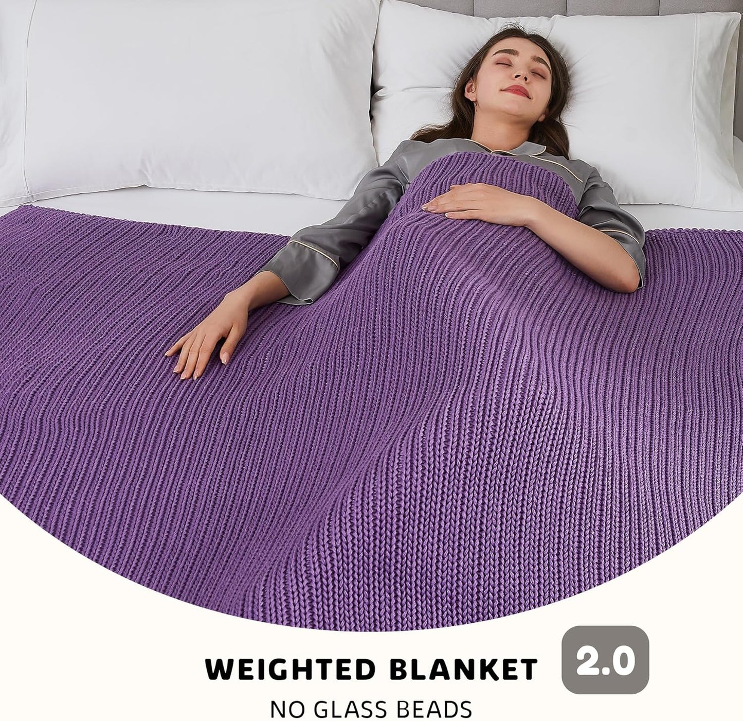 L'AGRATY Knitted Weighted Blanket - 60"x80" 15lbs Cooling Chunky Knit Heavy Blanket for Adults Braided Crochet Throw Thick Cable Yarn Knit Decorative No Beads Evenly Weighted Machine Washable