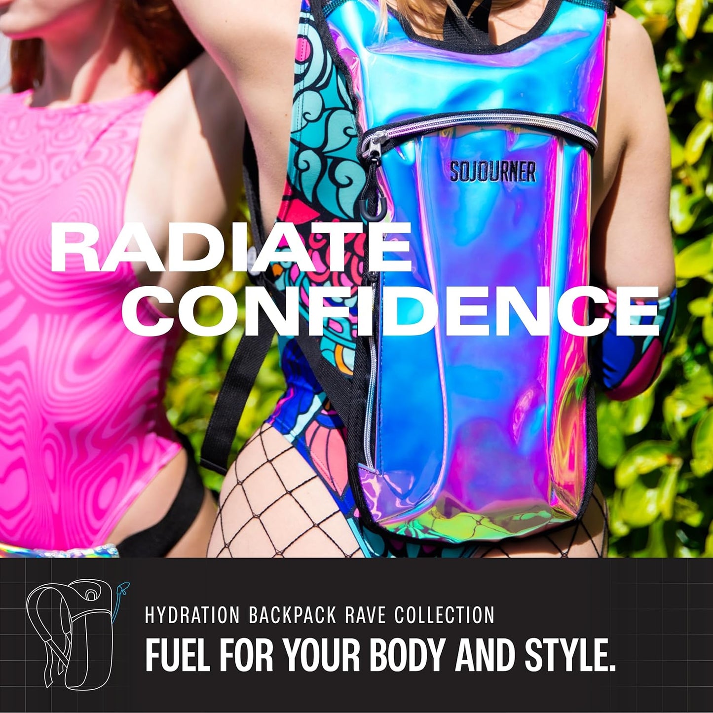 Sojourner Rave Hydration Pack - Hydration Backpack - Hydropack with 2L Bladder - Water Backpack for Festivals, Hiking, Running, Biking and More