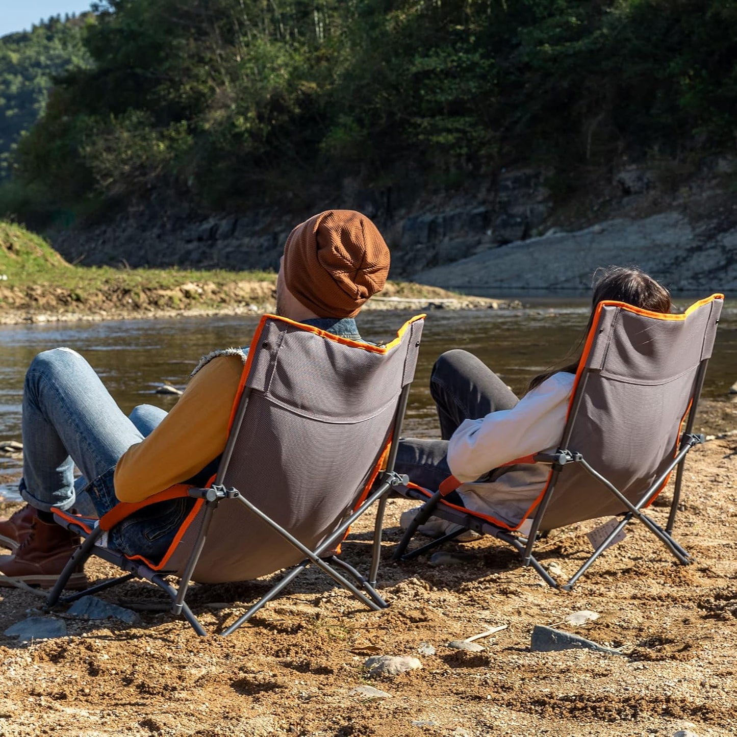 PORTAL Beach Chairs for Adults Camping Low Lightweight Portable Chair with Cup Holder Mesh Back Carry Bag for Outdoor Sand Lawn Travel Picnic Festival Concert, 350LBS