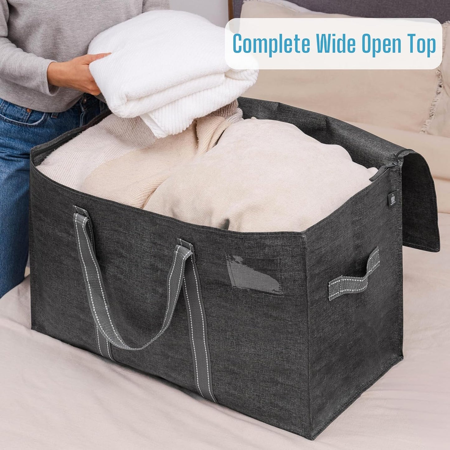VENO 10 Pack Moving Bags, Heavy Duty, Moving Boxes Alternative, Packing Storage Supplies for Dorm Room Essentials with Zipper for Clothes, Extra Large Totes for Packaging (Dark Gray, 10 Pack)