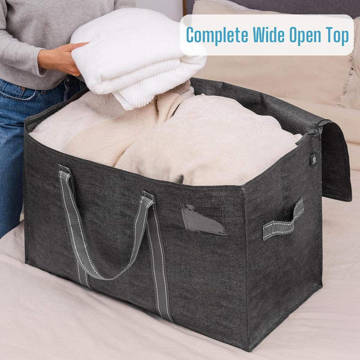 VENO 4 Pack Moving Bags, Heavy Duty, Moving Boxes Alternative, Packing Storage Supplies for Dorm Room Essentials with Zipper for Clothes, Extra Large Totes for Packaging (Dark Gray, 4 Pack)