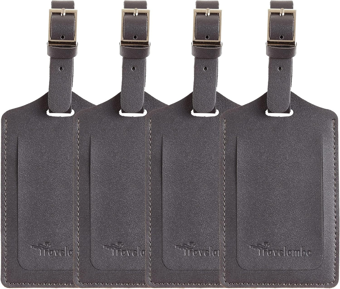 Travelambo Luggage Tags for Suitcases PU Leather Travel Tags Bag Tags Privacy Protection Travel Essentials