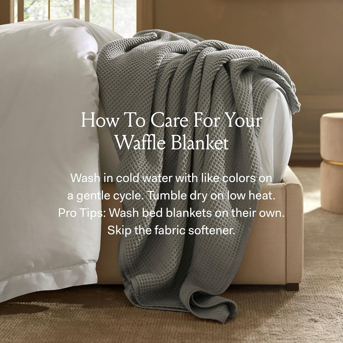 BOLL & BRANCH Waffle Bed Blanket - Full/Queen, White - Luxury 100% Organic Cotton - Soft, Lightweight and Breathable - Textured Waffle Weave Design