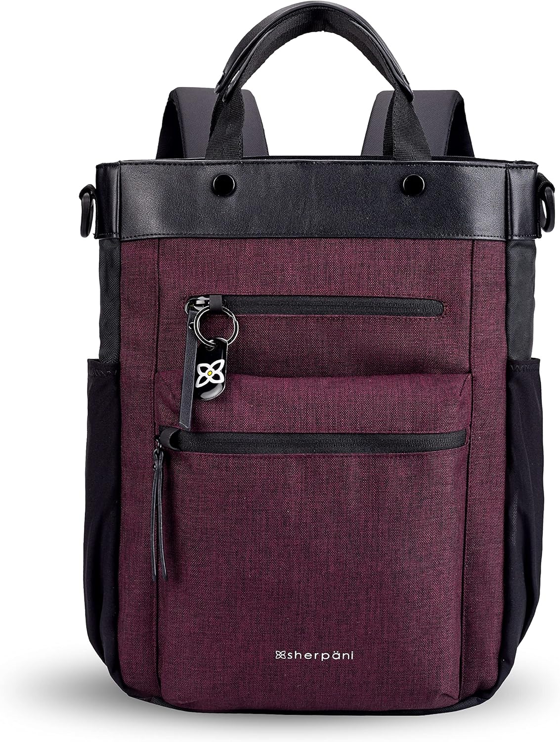 Sherpani Soleil, Anti Theft Convertible Backpack, 3 in 1 Tote Bag, Crossbody Bag, Cross Body Purse, 18L Travel Backpack, Travel Gifts for Women, RFID Protection, Fits 13” Laptop (Merlot Lite)