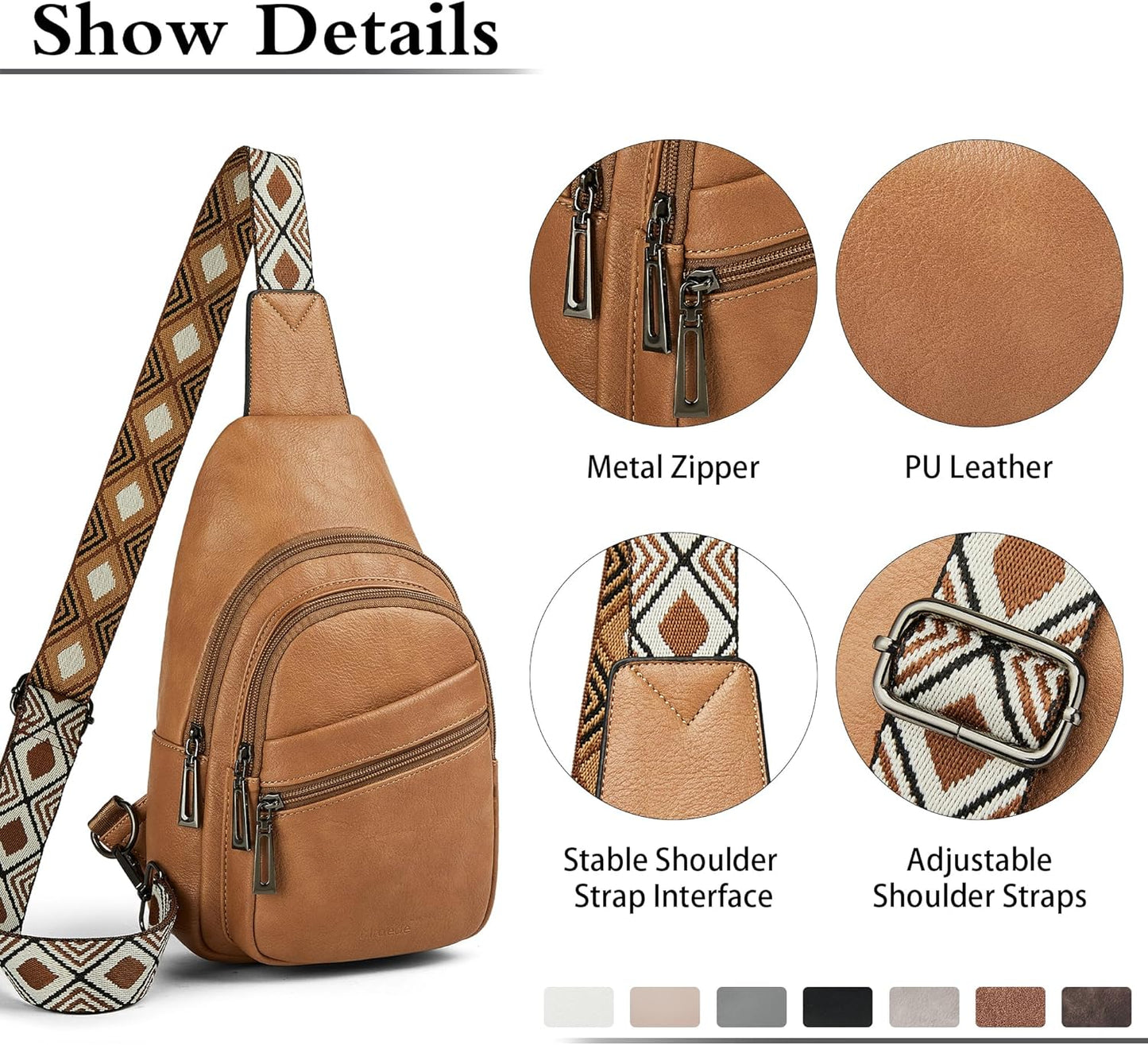 Sling Bag Crossbody Bags for Women Small Cross Body Bag Fanny Packs Chest Sling Purse for Daily Travel Leisure Sport