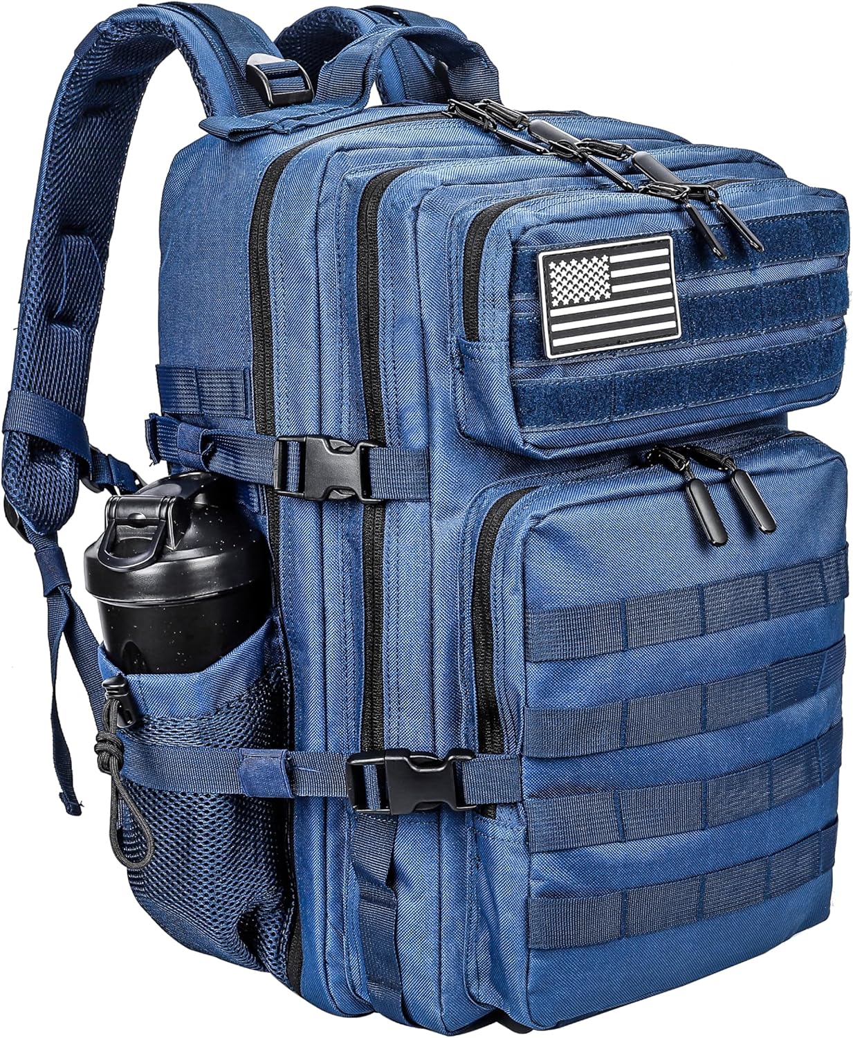 LHI Military Tactical Backpack for Men and Women 45L Army 3 Days Assault Pack Bag Large Rucksack with Molle System - Blue