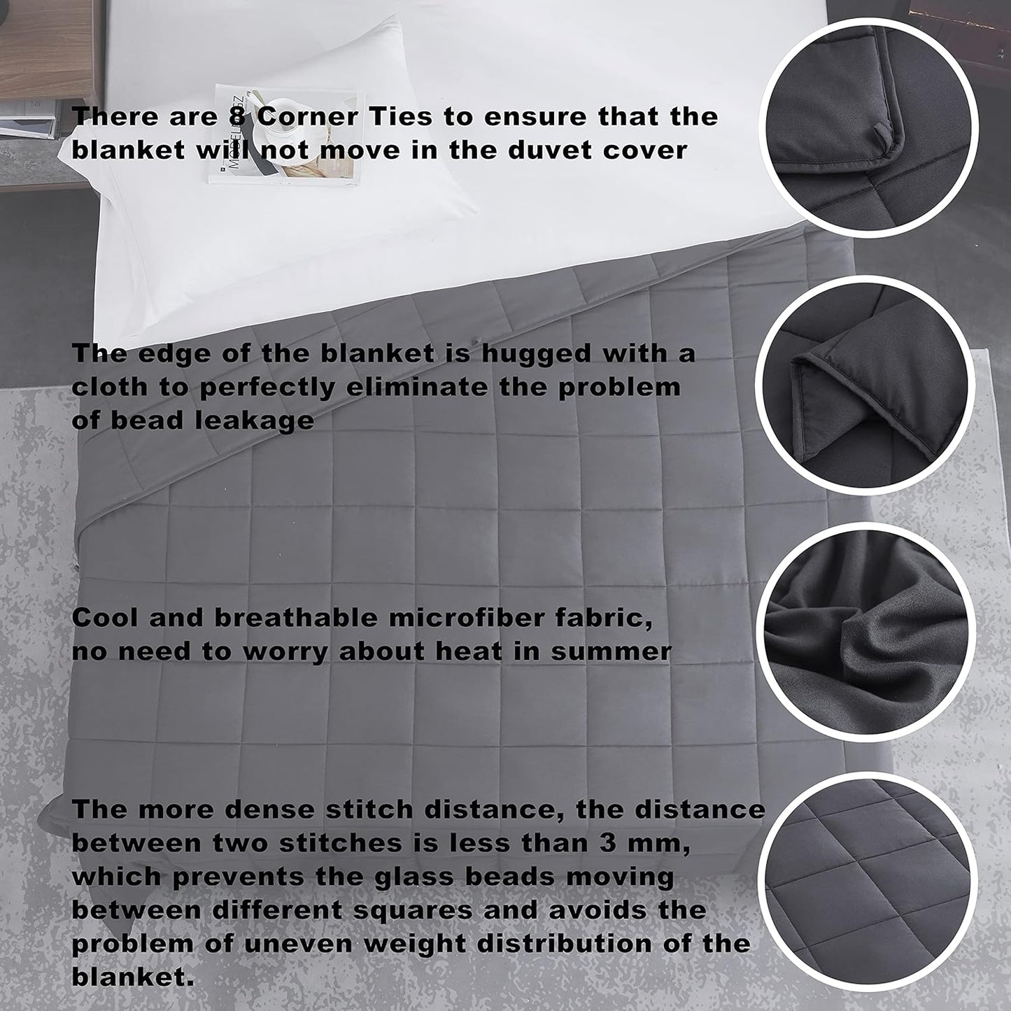 L'AGRATY Weighted Blanket - 40"x60" 10lbs Breathable Weighted Heavy Blanket Microfiber Material with Glass Beads or All-Season Summer Fall Winter