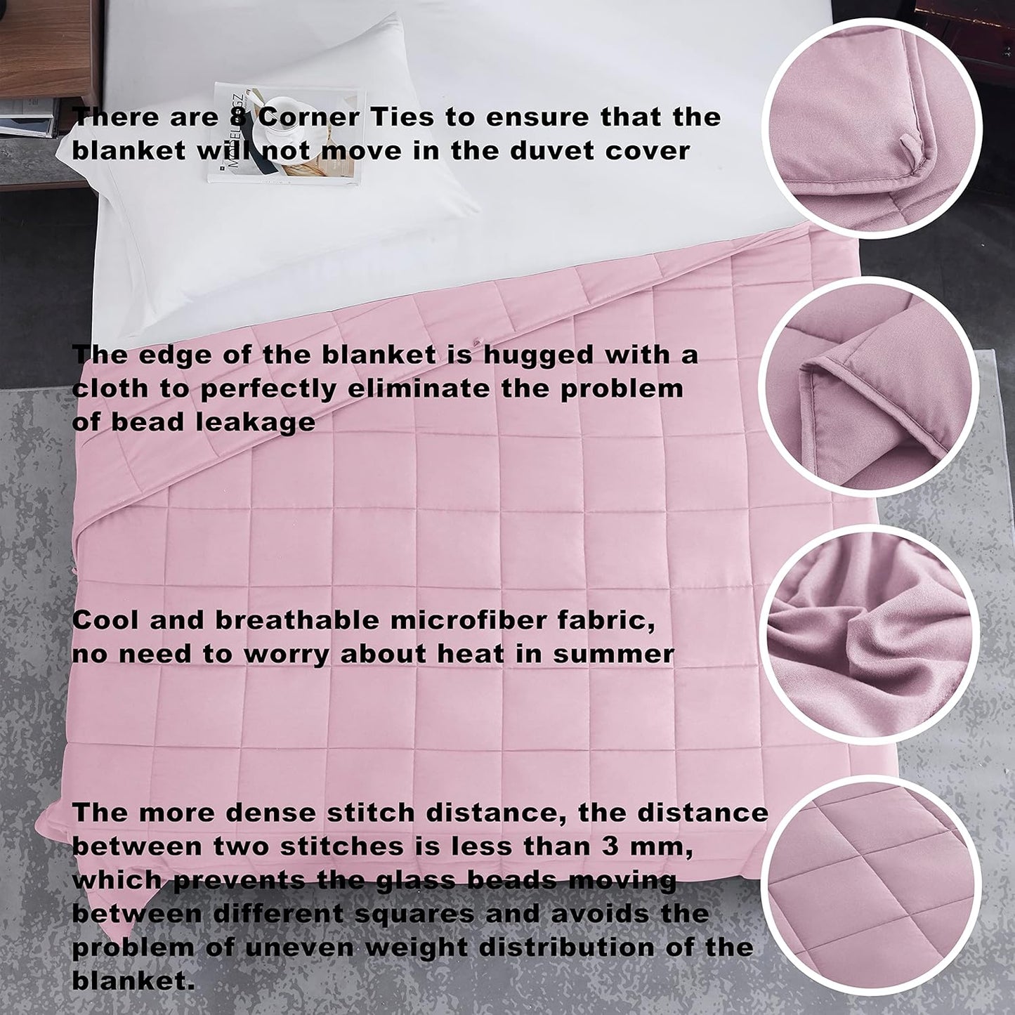 L'AGRATY Weighted Blanket - 88"x104" 30lbs Cooling Breathable Heavy Blanket Microfiber Material with Glass Beads for Adult All-Season Summer Fall Winter Soft Thick Comfort