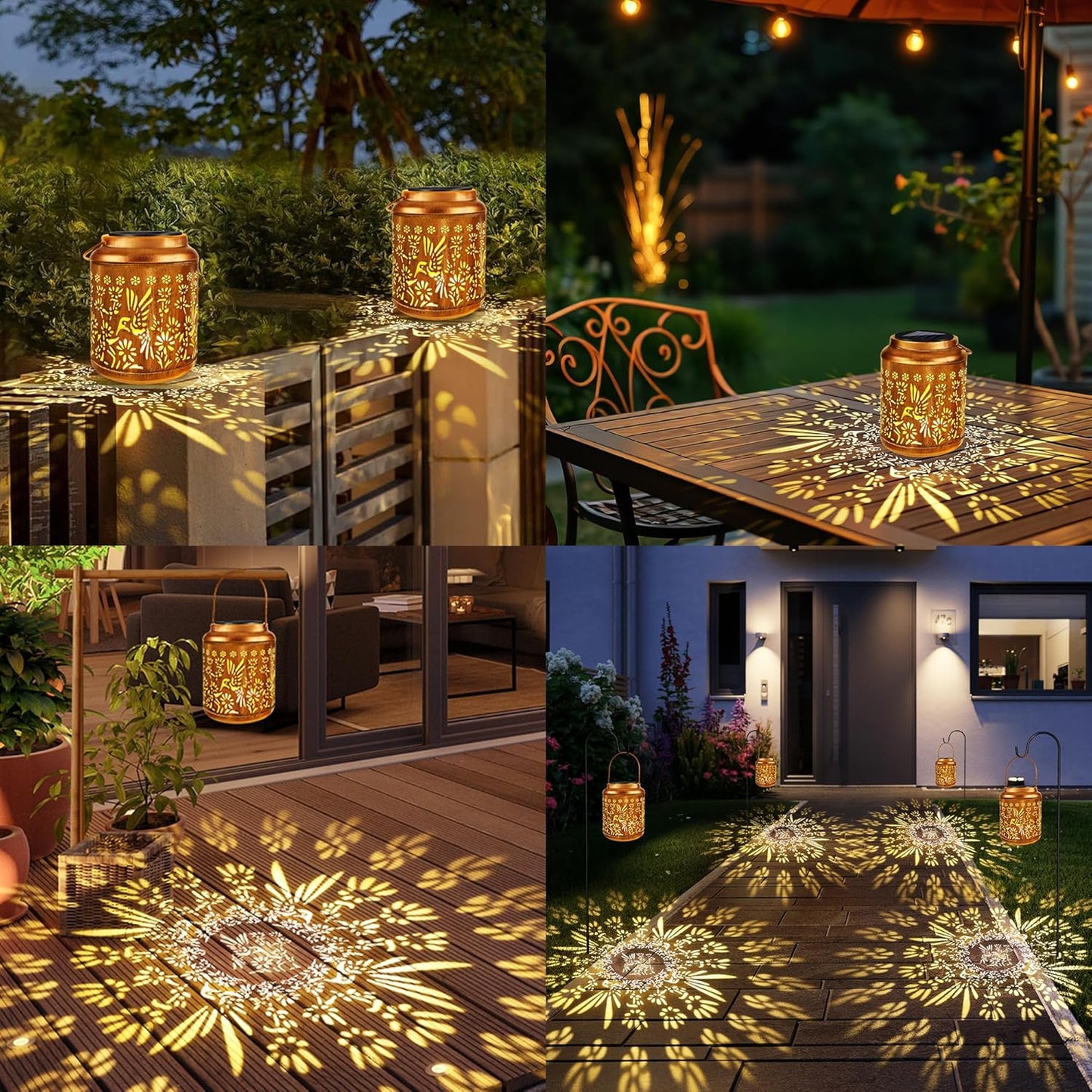 Brizled Hummingbird Solar Lanterns, 2 Pack Outdoor Lanterns Christmas Birthday Gift for Women Mom Grandma, Hummingbird Hanging Garden Lantern, Waterproof Solar Lights for Table Garden Patio Path Porch