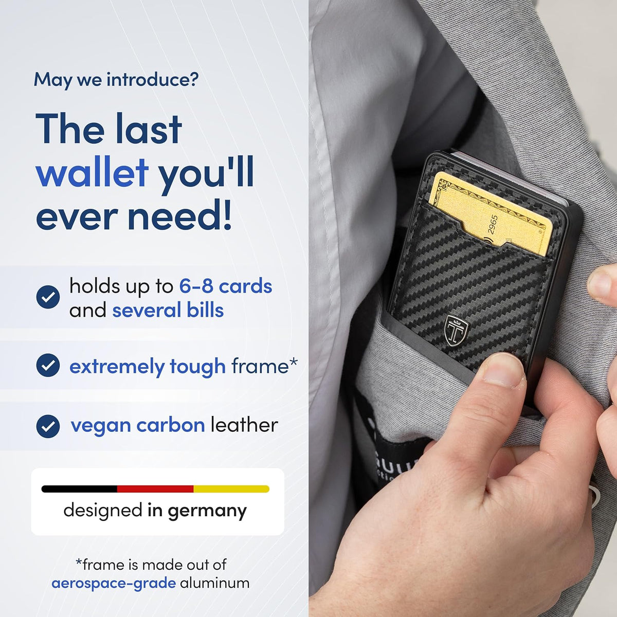 TRAVANDO Swype Slim Wallet for Men Metal RFID Blocking Mens Wallet Card Case (Carbon)