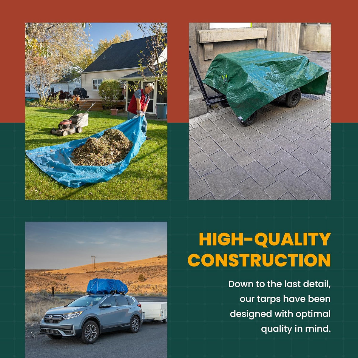 Large Waterproof Tarp - Heavy Duty 10 Mil Thick Poly Tarpaulin Ideal for Canopy Tents, Boats, RV or Pool Covers - Multipurpose Protective Tarps with Grommets for Indoor and Outdoor Use | 12' x 12'