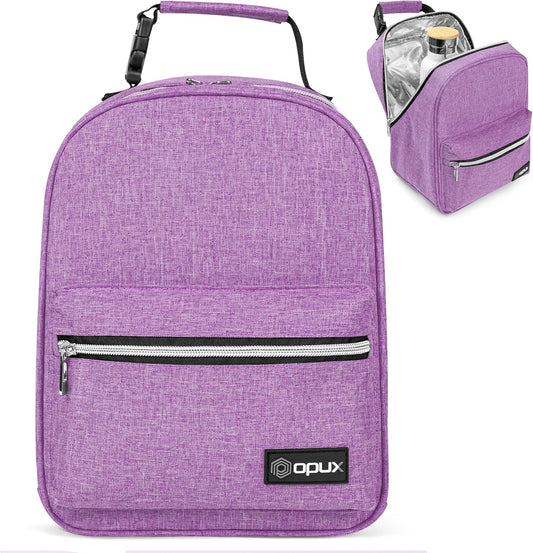 opux Lunch Box for Girls Boys Kids, Insulated Leakproof Lunch Bag, Reusable Teen Lunch Boxes for School, Medium Large lunchbox for Women Men Adult for Work with Front Back Pocket (Purple)