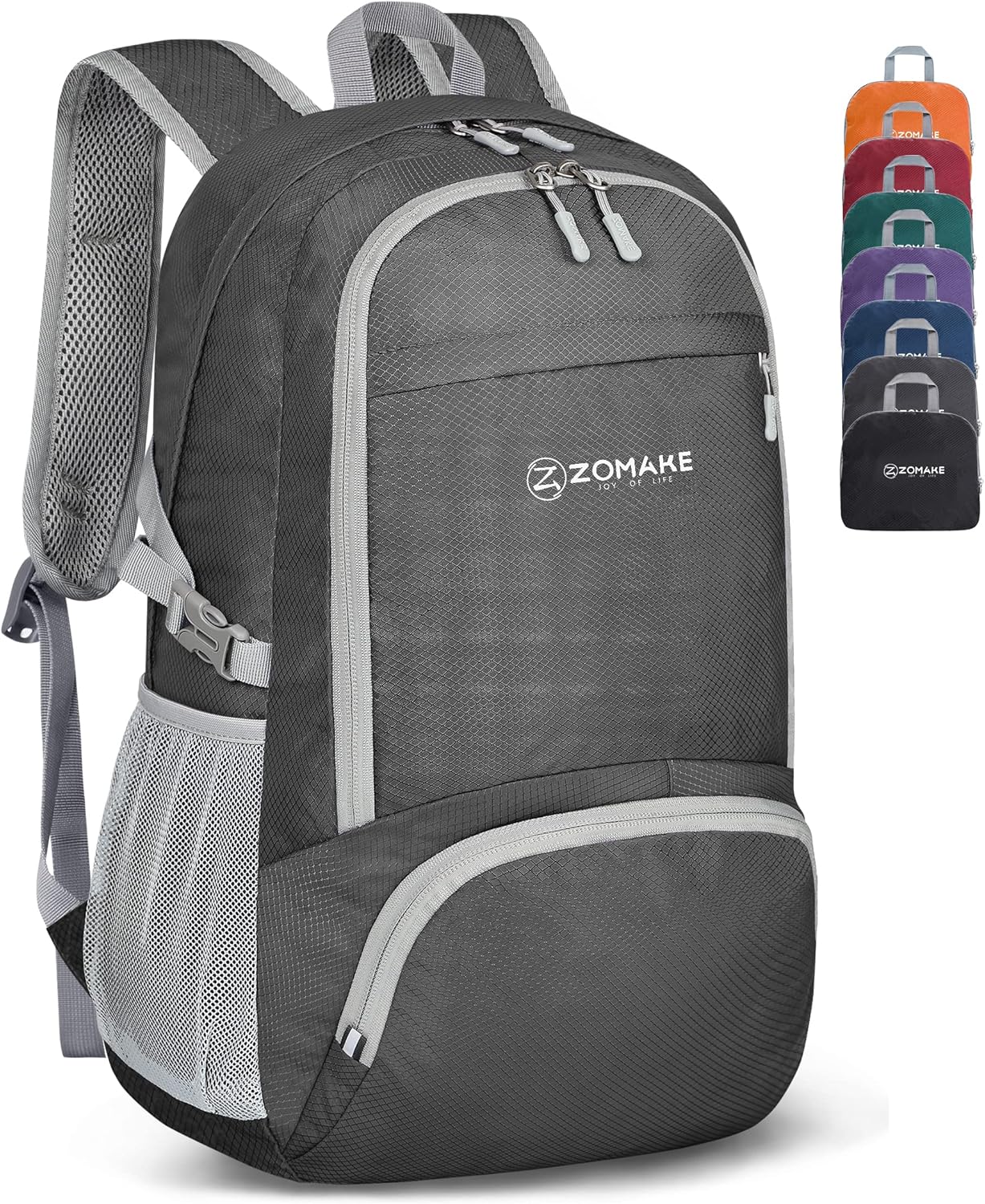 ZOMAKE Lightweight Packable Backpack 30L, Foldable Hiking Backpacks Water Resistant Compact Folding Daypack for Travel(Dimgray)