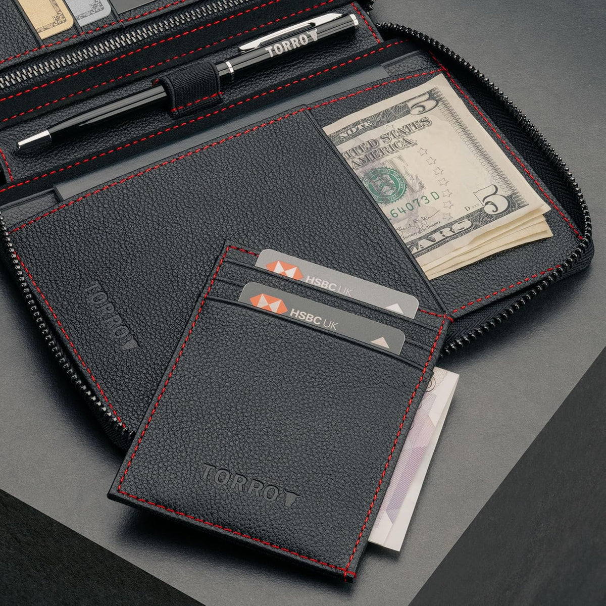TORRO Travel Wallet – Genuine Leather Travel Organiser with Passport Holder and Detachable Cardholder