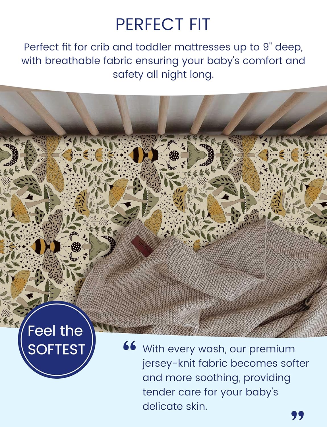 TotAha Premium Stretchy Crib Sheets (2-Pack)-Hypoallergenic, Silky Comfort, Buttery Soft, Calming Effect, All-Season Jersey-Knit Sheets, 9'' Extra Deep Pocket, Animal Print