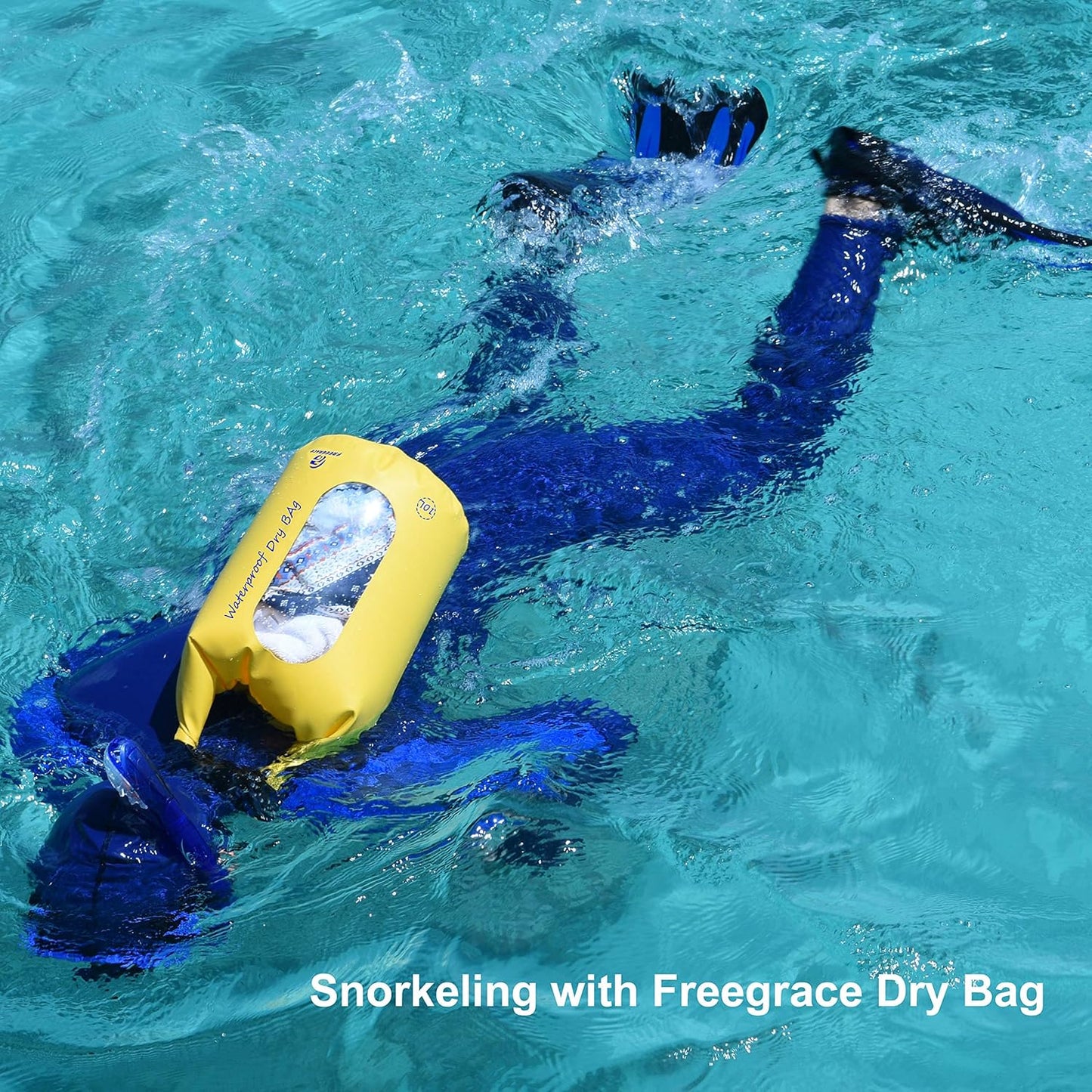 Freegrace Waterproof Dry Bags Set of 3 Dry Bag with 2 Zip Lock Seals & Detachable Shoulder Strap, Waist Pouch & Phone Case - Can Be Submerged Into Water - for Swimming (Black(Window), 10L)