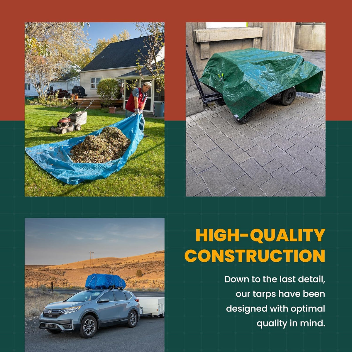 Large Waterproof Tarp - Heavy Duty 10 Mil Thick Poly Tarpaulin Ideal for Canopy Tents, Boats, RV or Pool Covers - Multipurpose Protective Tarps with Grommets for Indoor and Outdoor Use | 50' x 70'