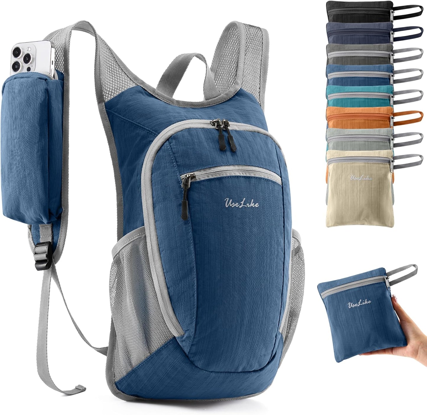 10L Small Hiking Backpack Travel Daypack Lightweight Packable Back Pack for Women Men(Navy Blue)