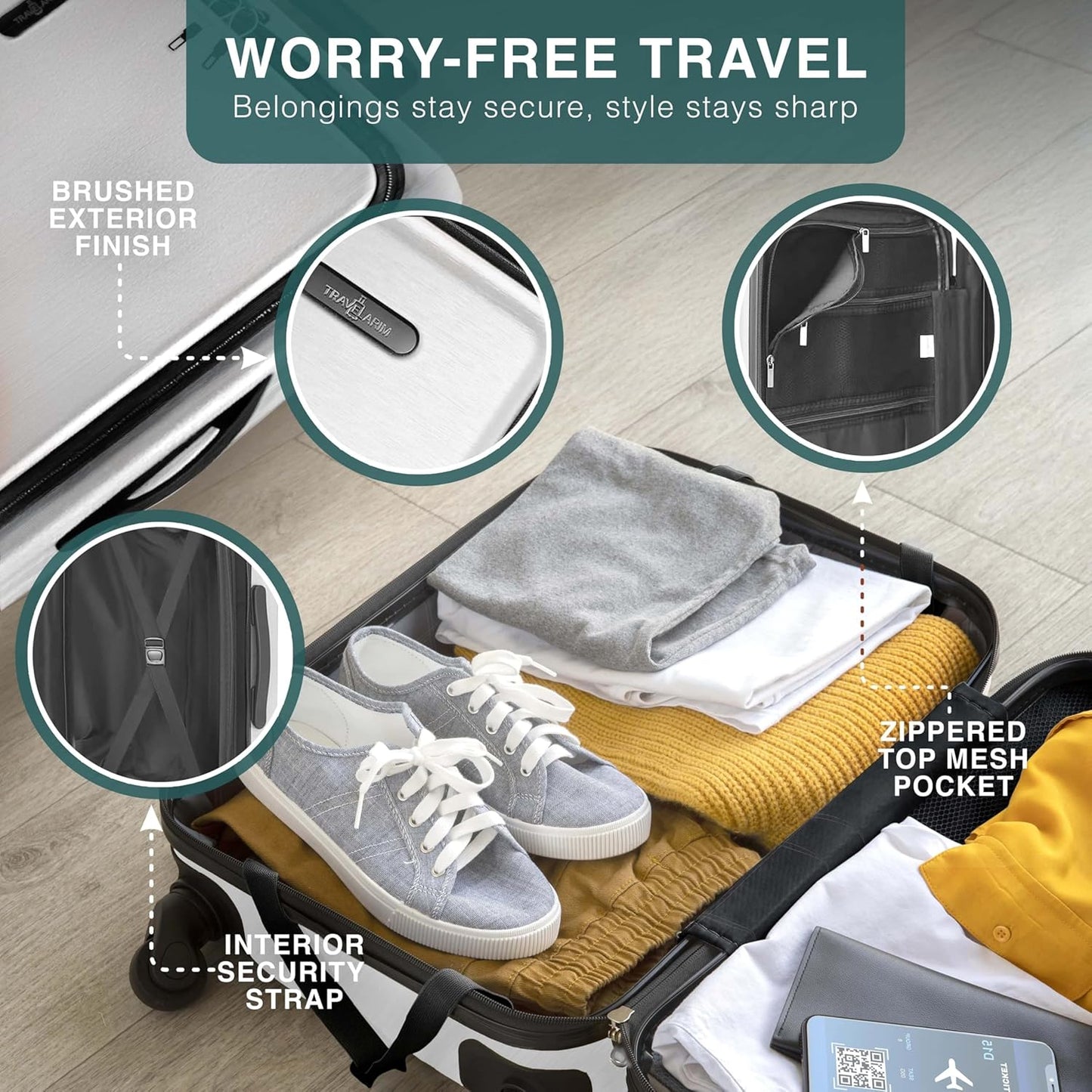 24 Inch Luggage with Spinner Wheels, Hard Shell Suitcase with TSA Locks for Luggage, Travel Large Suitcase, Expandable Hard Shell Suitcases, White