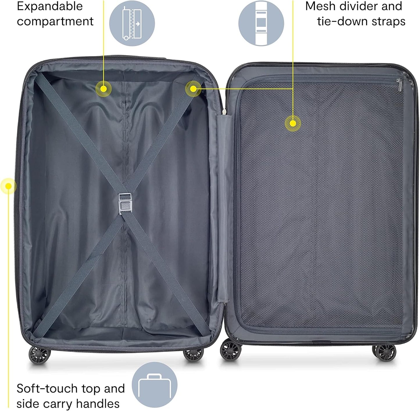 DELSEY PARIS Helium Aero Hardside Expandable Luggage with Spinner Wheels, Titanium, 3-Piece Set (21/24/28)