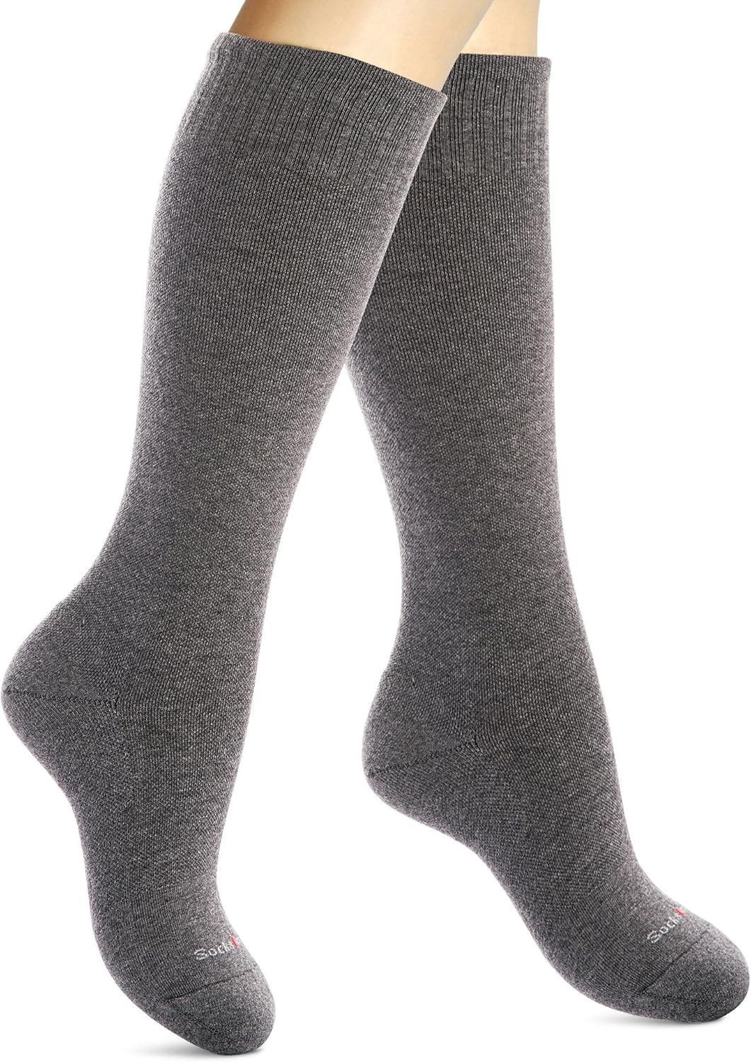 Cotton Compression Socks for Women & Men. 15-20 mmHg Support Knee-High Charcoal Gray X/W