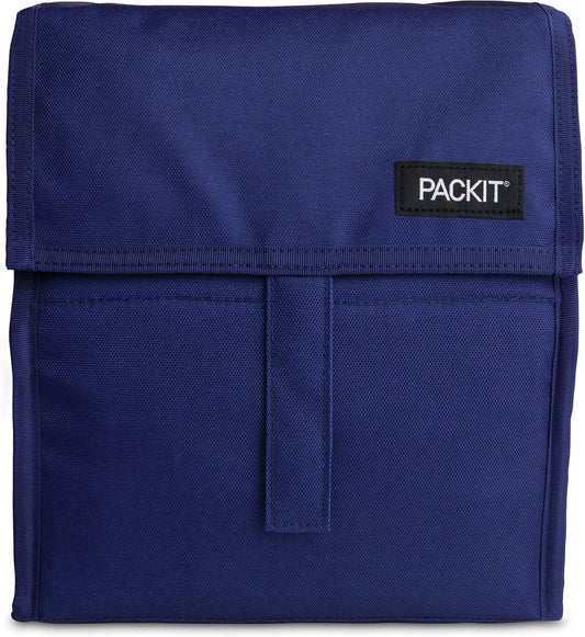 Packit® Freezable Lunch Bag, True Blue, Built with ECOFREEZE® Technology, Foldable, Reusable, Zip and Velcro Closure with Buckle Handle, Designed for Work Lunches and Fresh Lunch On the Go
