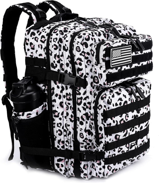 LHI Military Tactical Backpack for Men and Women 45L Army 3 Days Assault Pack Bag Large Rucksack with Molle System - Leopard
