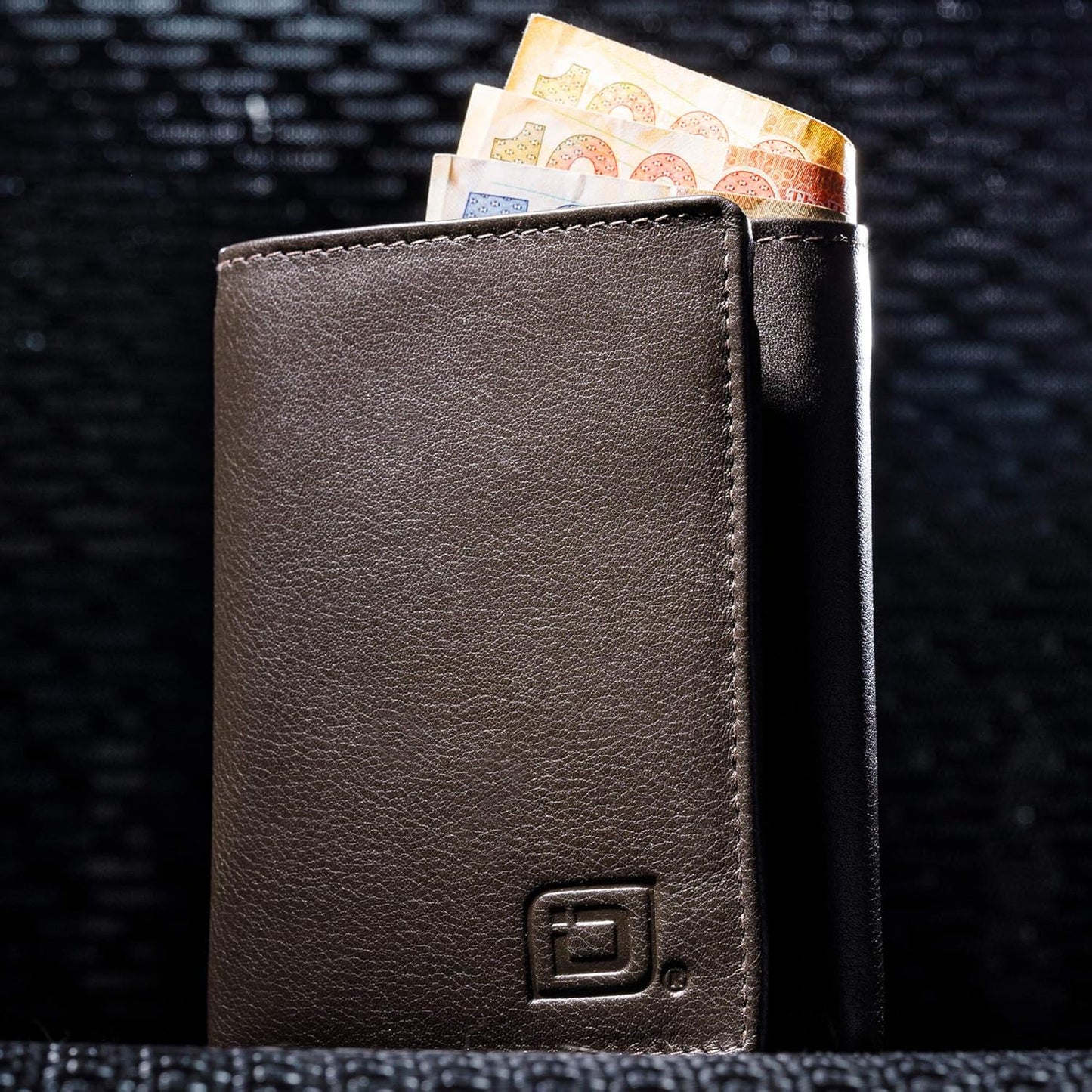 ID Stronghold Men's Leather Trifold Wallet - RFID Blocking - Brown Wallet with Gift Box