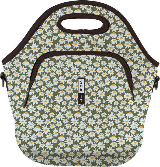 Sok It LunchTote Zippered Bag Insulated Neoprene Caddy (Chamomile China, X-Large 6.5 Quart Lunch Tote)
