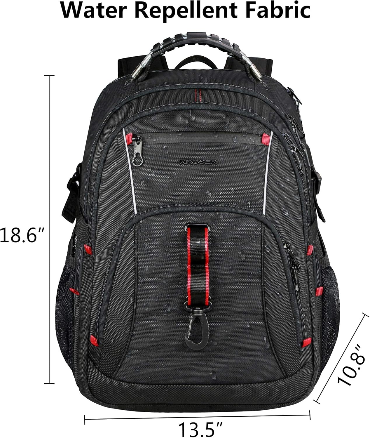 KROSER Travel Laptop Backpack 17.3 inch XL Computer Backpack Stylish College Backpack with RFID Pockets USB Charging Port REFLECTIVE STRIPS Water-Repellent Daypack for Business/Men