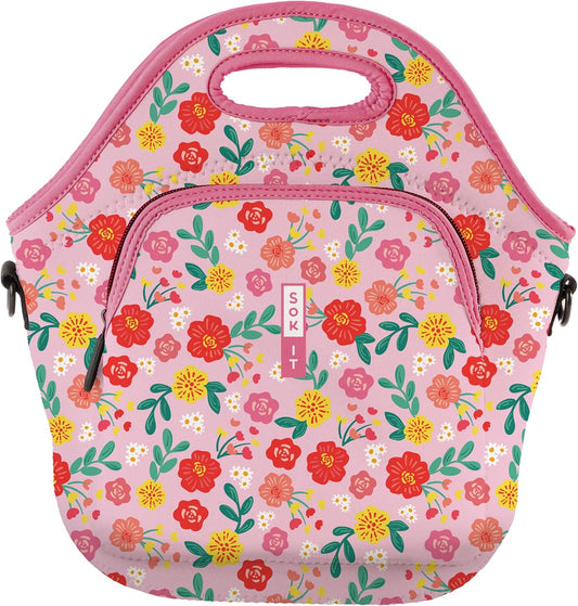 Sok It LunchTote Zippered Bag Insulated Neoprene Caddy (Bloom Your Way, X-Large 6.5 Quart Lunch Tote)