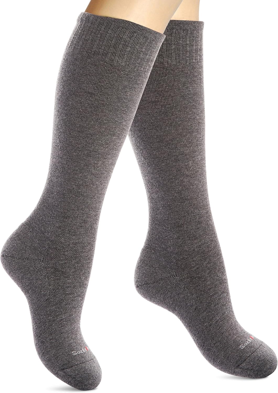 Cotton Compression Socks for Women & Men. 15-20 mmHg Support Knee-High Charcoal Gray M/L