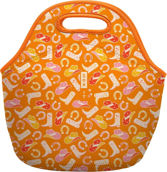 Sok It LunchTote Zippered Bag Insulated Neoprene Caddy (Cowgirl Couture, Large 4.5 Quart Lunch Tote)