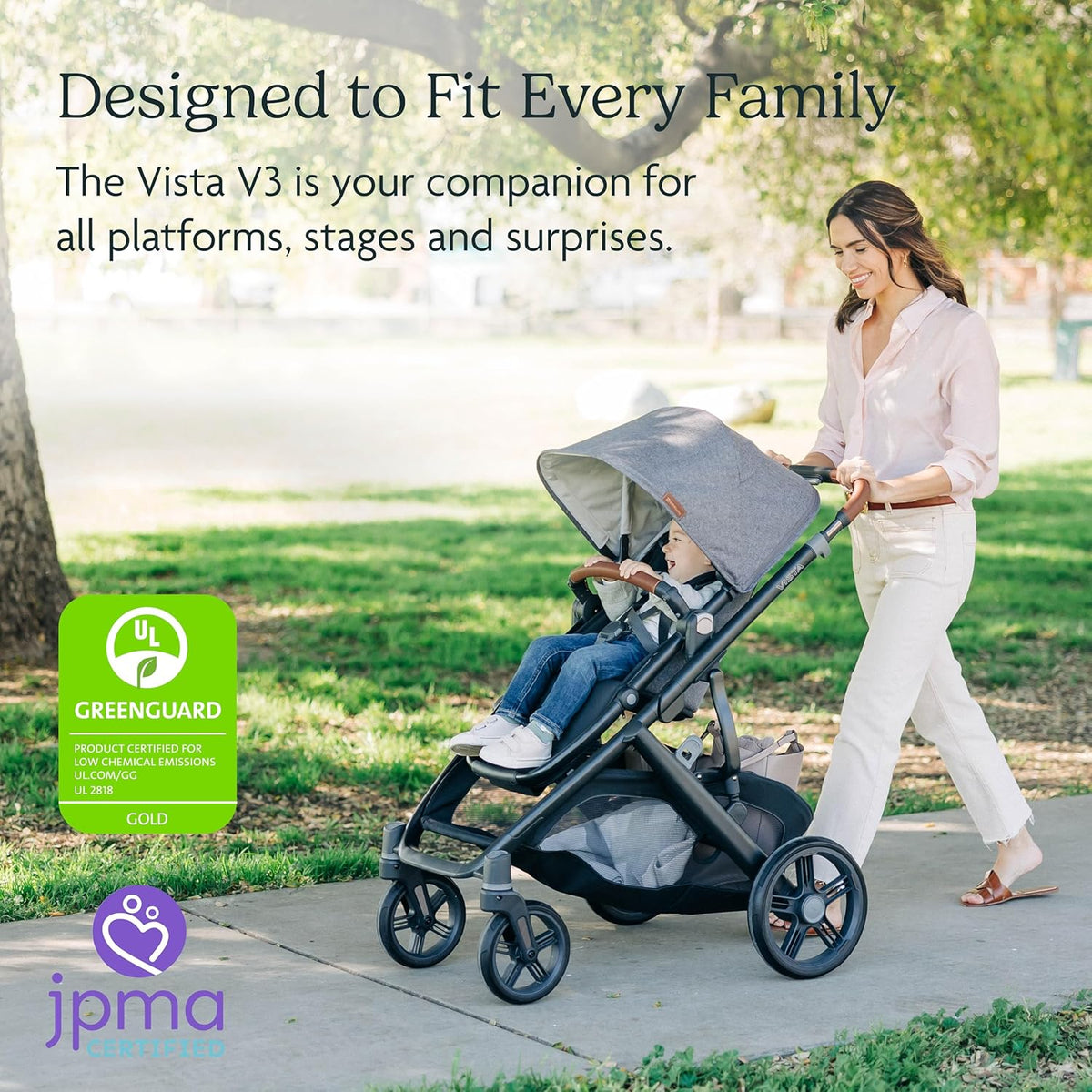 UPPAbaby Vista V3 Stroller - Full-Size Single-to-Double Stroller System - Toddler Seat, Bug Shield, Rain Shield, and Storage Bag Included - Kenzi (Mystic Aqua/Carbon Frame/Saddle Leather)