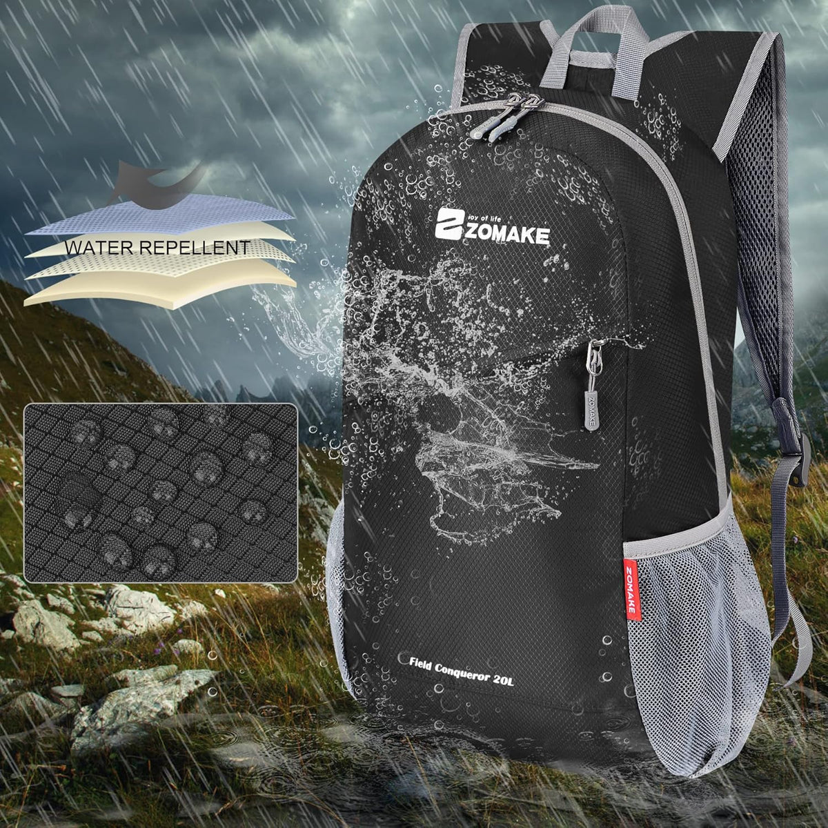 ZOMAKE Lightweight Packable Backpack 20L, Foldable Backpacks Small Daypack for Hiking Water Resistant Day Bag for Travel