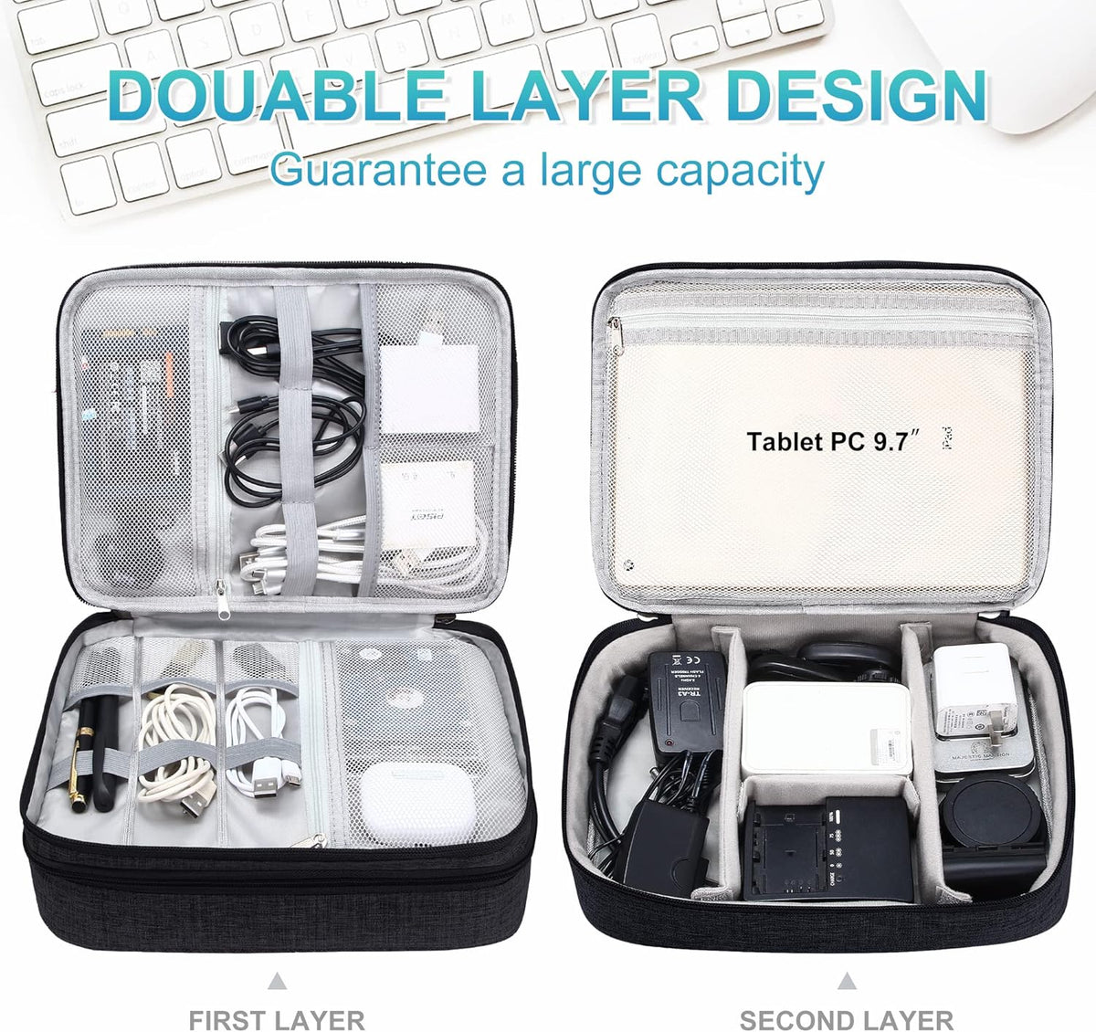 CILLA Electronics Organizer Travel, Travel Cord Organizer Case, Compact Electronics Accessories Bag for Cable, Cord, Charger, Phone