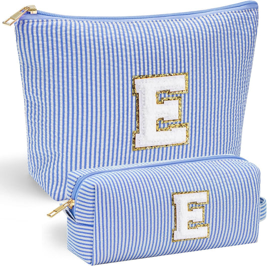 YOOLIFE Personalized Makeup Bag for Women, Initial Make Up Bag Travel Makeup Bag for Women Mom Birthday Gifts Cosmetic Bag Makeup Bag Birthday Gifts for Women Niece Gifts Teen Girl Gift for Her E